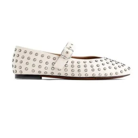 Madewell Women's The Remy Crystal Mary Jane Flat Round Toe Ecru Size 8 - Picture 5 of 11